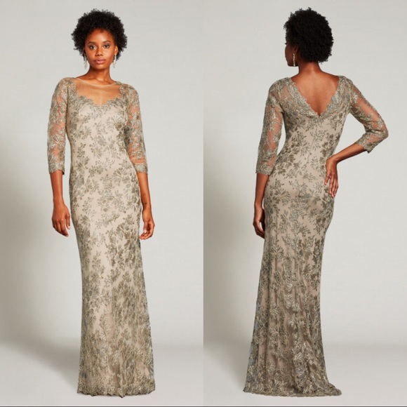 Tadashi Shoji Tometi Embroidered Tulle Evening Gown Size 14 Nwt